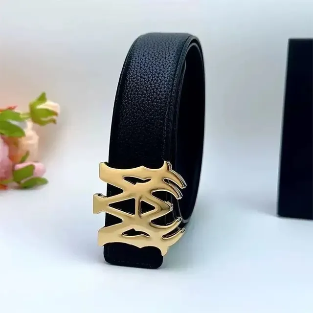 Balenciaga Logo Belt Gold Buckle