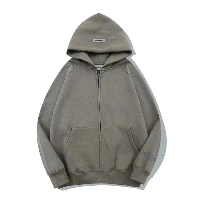 Fear of God Essentials Zip-Up Hoodie Oatmeal Grey