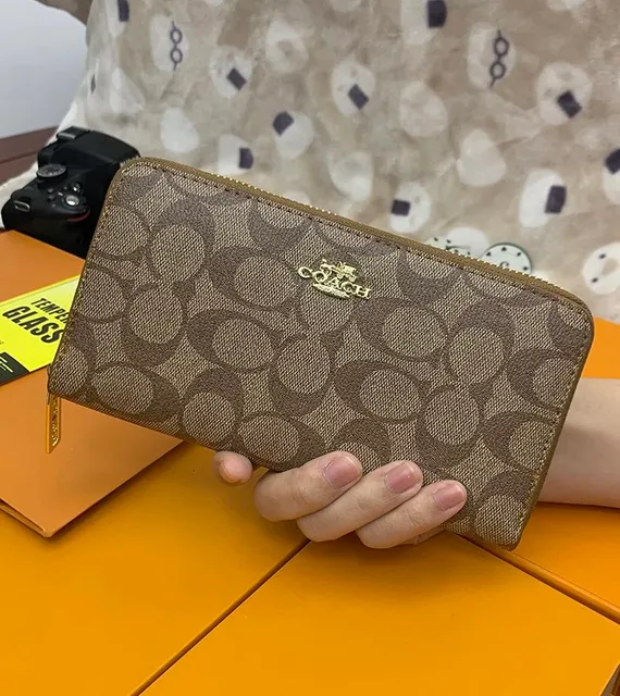 Coach Zip Around Wallet Signature Canvas
