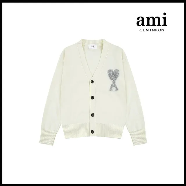 AMI Paris Cardigan Heart Embellished