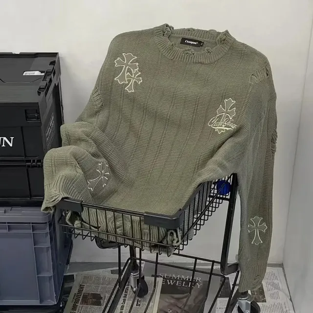 Chrome Hearts Knit Sweater Cross Logo Embroidered