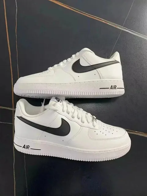 Nike Air Force 1 Low Triple White with Black Swoosh