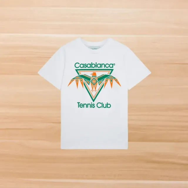 Casablanca Tennis Club Tee Green Orange Graphic