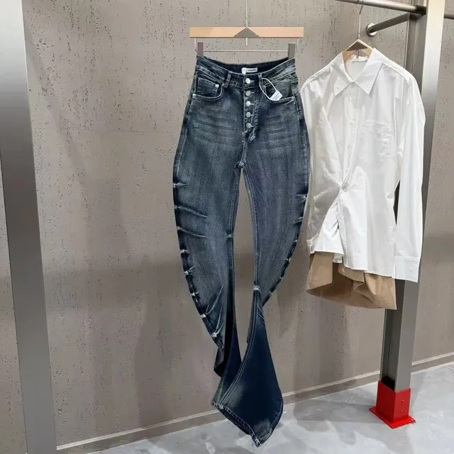 Denim Tears Flared Jeans Distressed Button-Fly