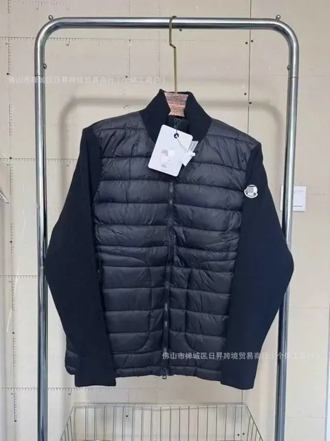Moncler Knit-Sleeve Puffer Jacket Black