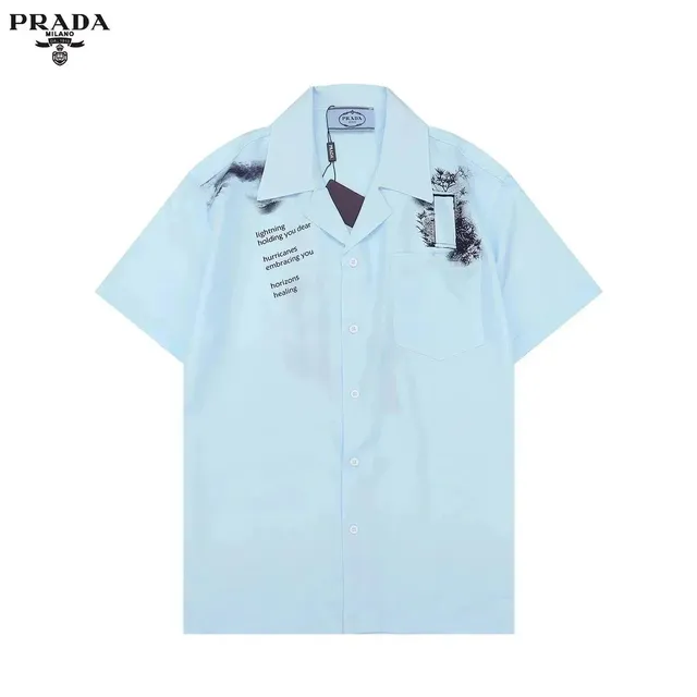 Prada Short-Sleeve Shirt Printed Poem
