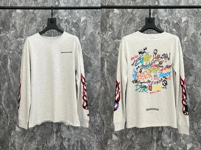 Chrome Hearts Long Sleeve Tee Graffiti Flame Print