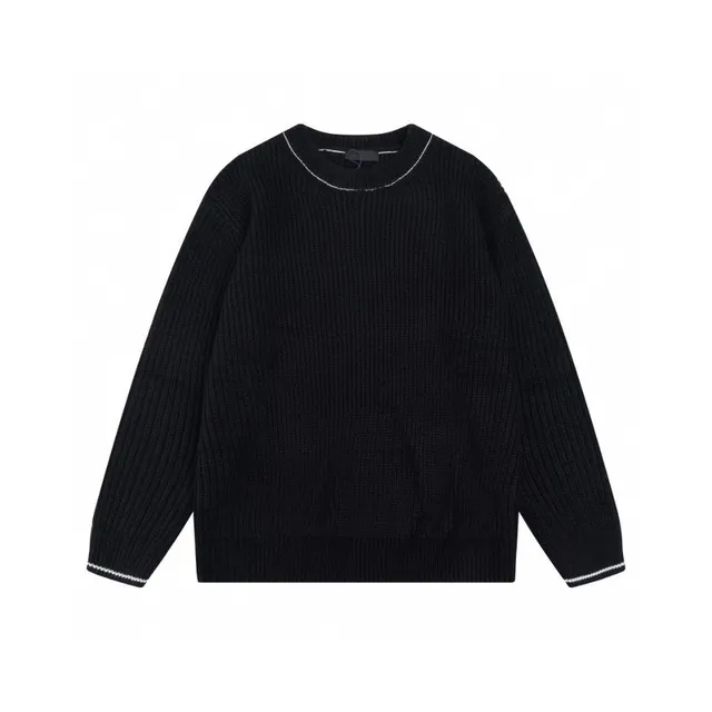 Ribbed Knit Sweater Contrast Trim