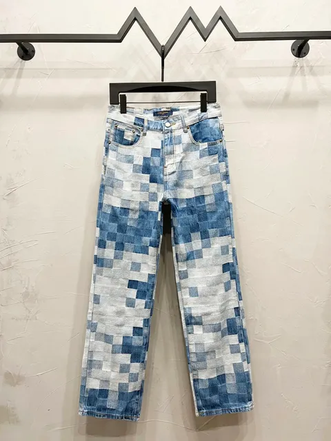 Louis Vuitton Patchwork Jeans Checkerboard Denim