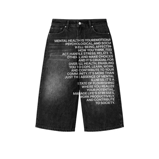 Denim Tears Denim Shorts Mental Health Print