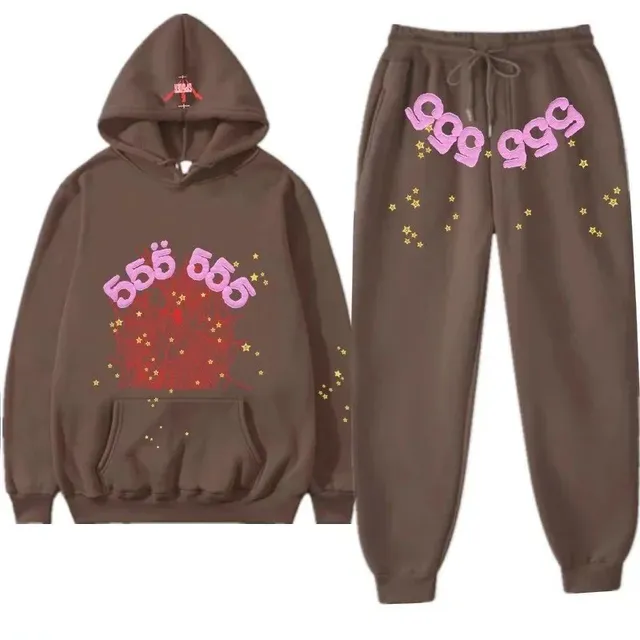 Sp5der Hoodie and Joggers Set 555 Graphic