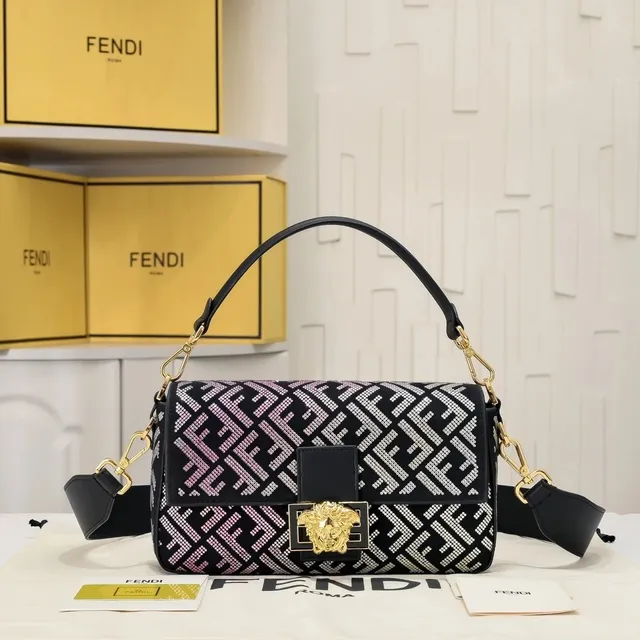 Fendi Baguette Crystal FF Logo