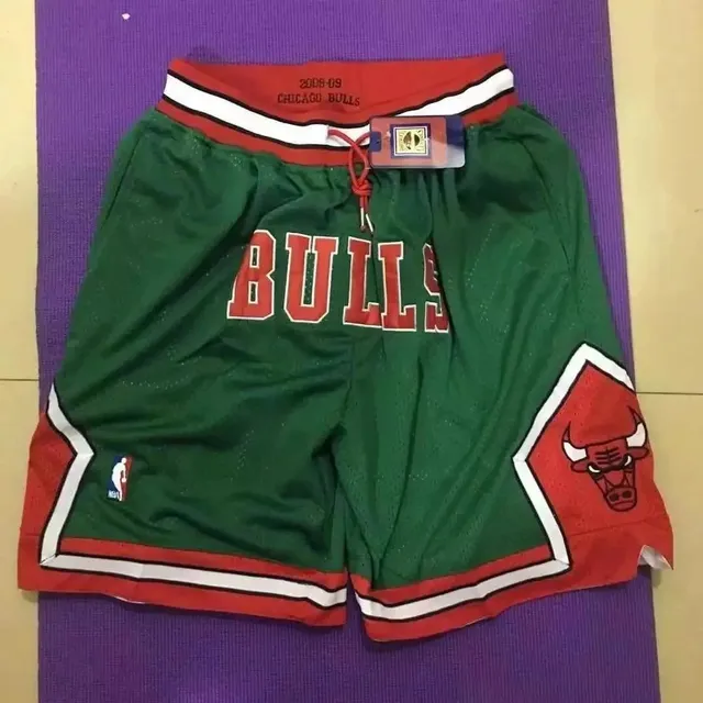 口袋裤公牛bulls绿色密绣球裤