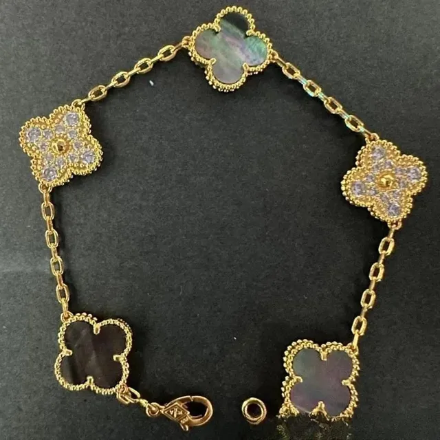 Van Cleef & Arpels Alhambra Bracelet Five Motifs with Mother-of-Pearl and Diamonds