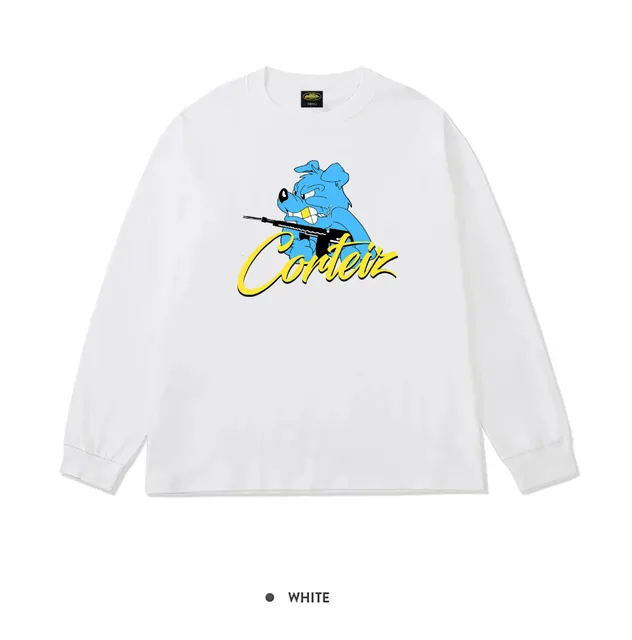 Corteiz Long Sleeve Tee Blue Dog Graphic