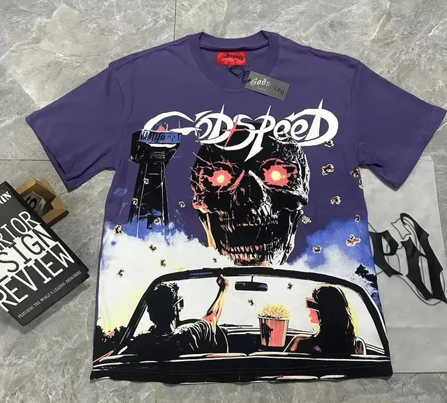 Godspeed Graphic Tee Skull and Car Print