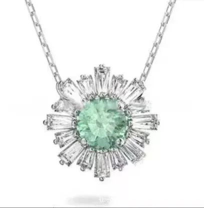 Swarovski Pendant Necklace Emerald and Diamond