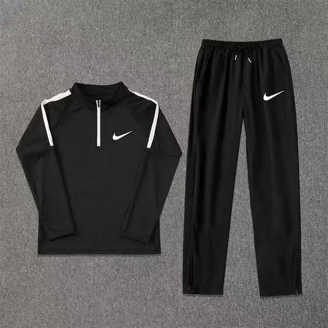 Nike Training Set Black with White Swoosh and Stripes
