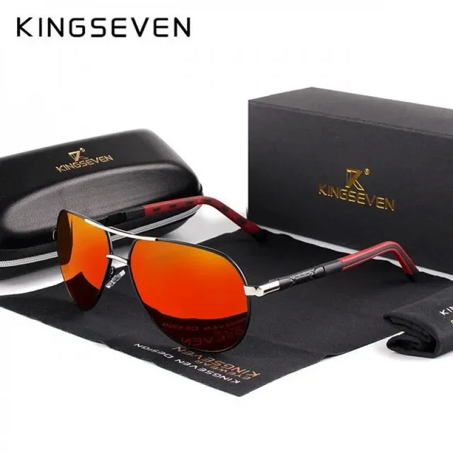 Kingseven Aviator Sunglasses Mirror Orange Lens