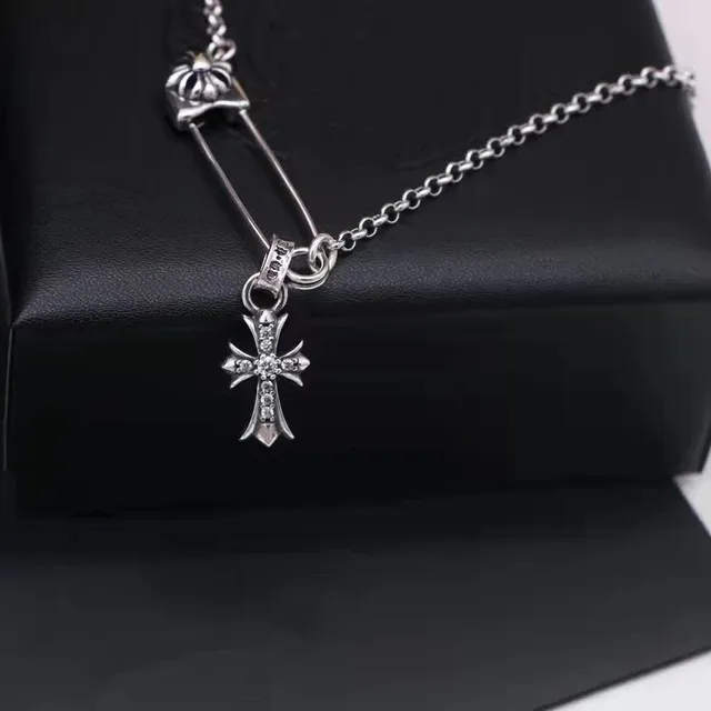 Chrome Hearts Cross Pendant Necklace Crystal-Embellished