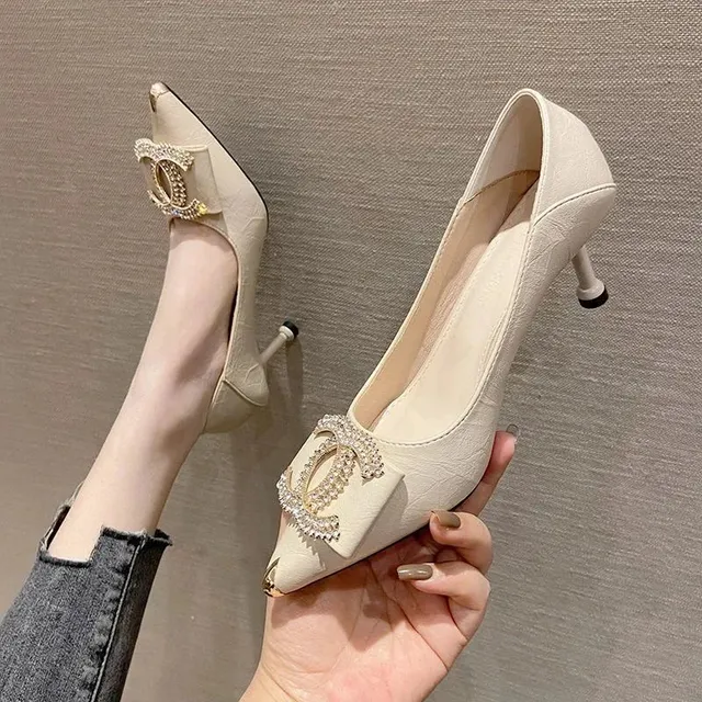 Chanel Pointed-Toe Pump Crystal CC Buckle