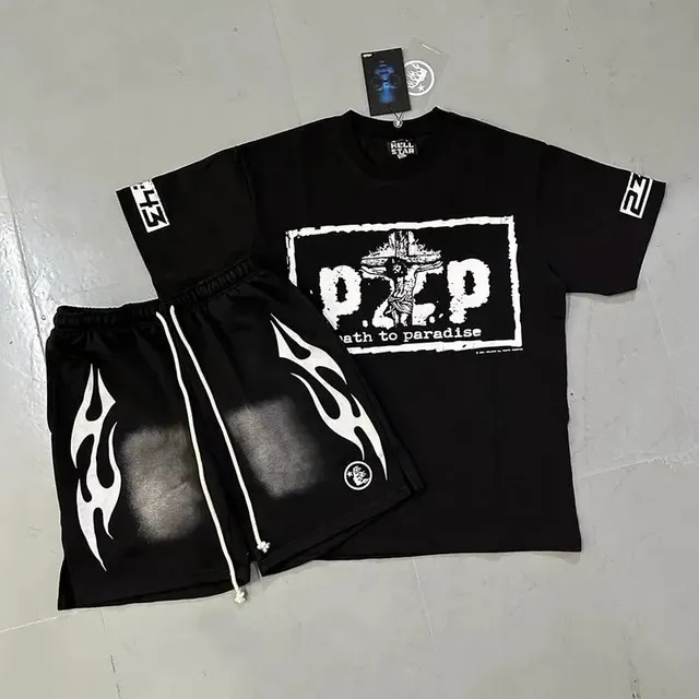 Hellstar T-Shirt and Shorts Set Death to Paradise Flame Print