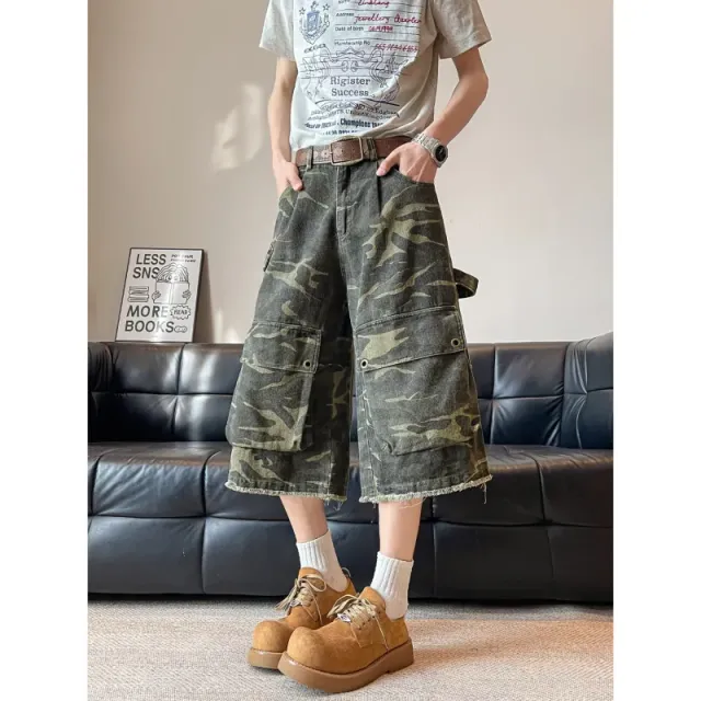 Cargo Shorts Camo Denim