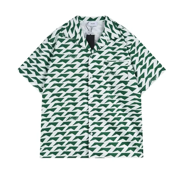 Rhude Short-Sleeve Button-Up Shirt Geometric Print