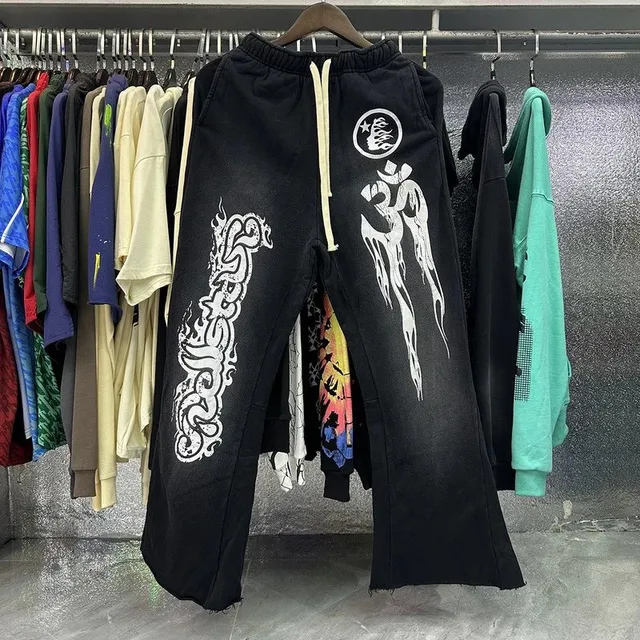 Hellstar Printed Sweatpants Flame Graphic