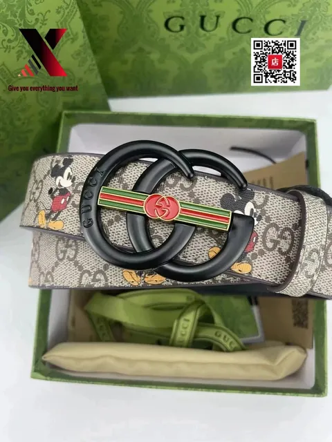 Gucci × Disney GG Marmont Belt Mickey Mouse Print
