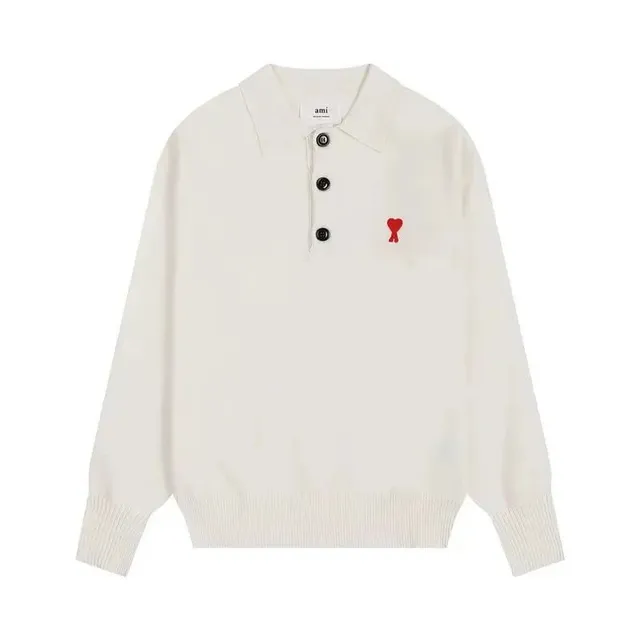 AMI Paris Polo Knit Red Heart Logo