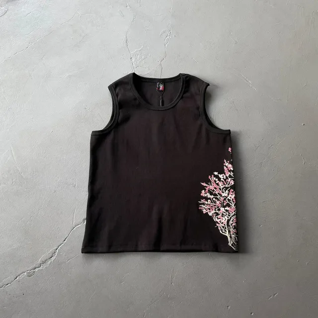 Comme des Garçons Ribbed Tank Top Cherry Blossom Print