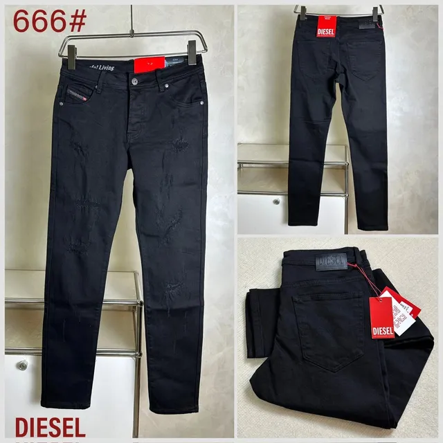 Diesel Slim Fit Jeans Distressed Black