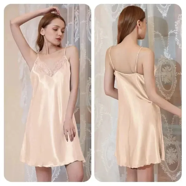 Victoria's Secret Silk Slip Dress Lace Trim