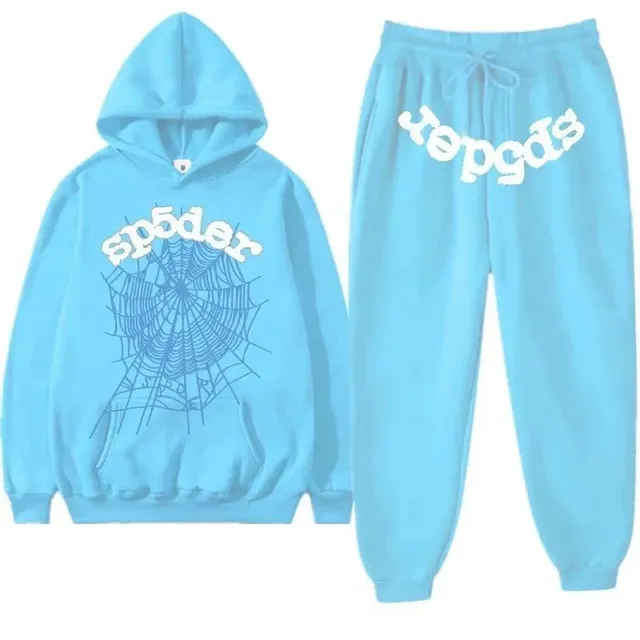 Sp5der Hoodie and Joggers Set Spider Web Print
