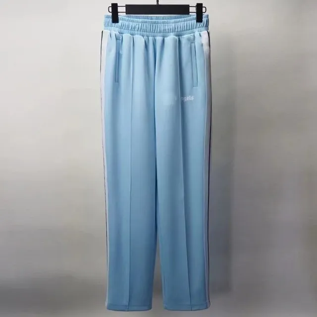 Amiri Track Pants Light Blue with Side Stripes
