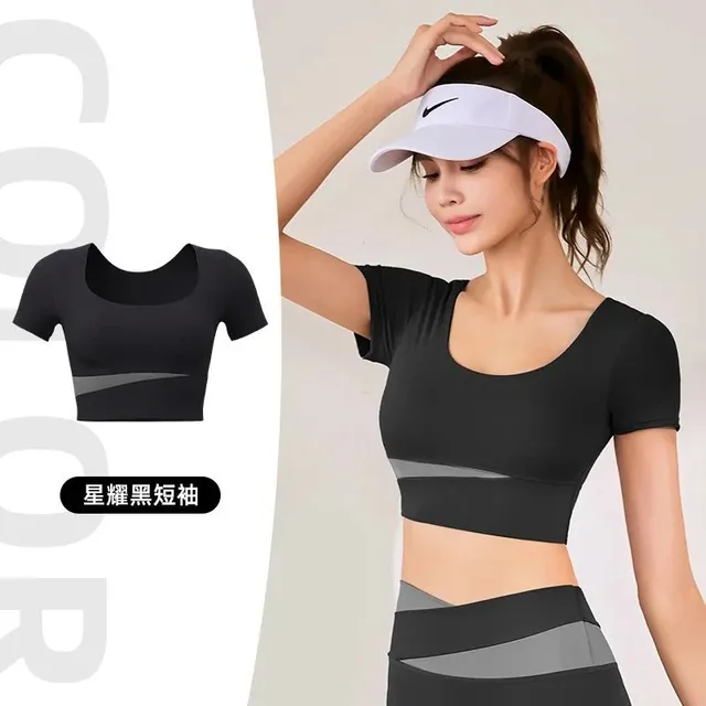 Nike Crop Top Black with Grey Panel