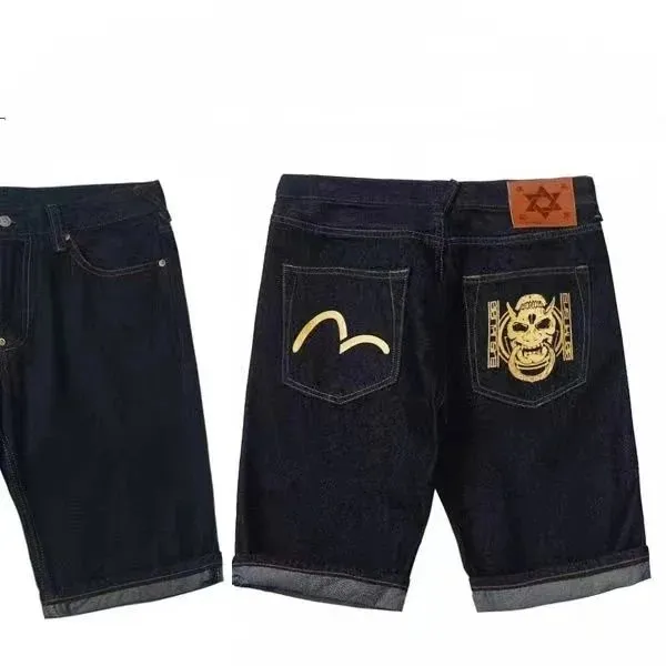 Evisu Denim Shorts Gold Embroidery