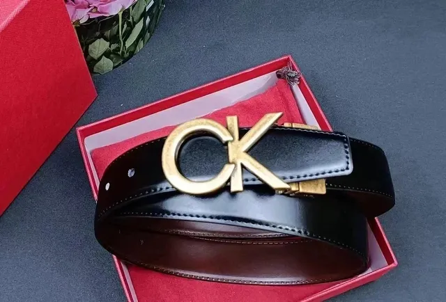 Calvin Klein CK Logo Belt Gold Buckle