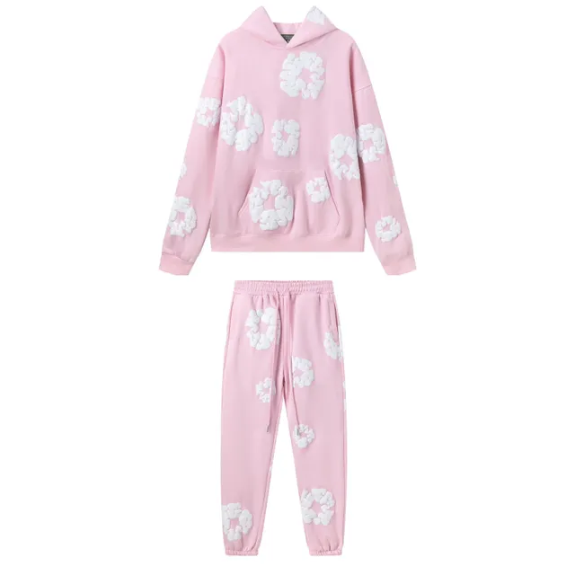 Hoodie and Joggers Set Floral Appliqué