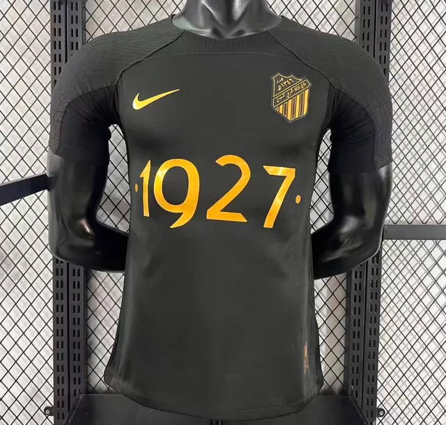 Nike × Al-Ittihad football jersey black jersey with gold '' and club crest