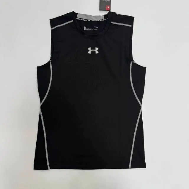 Under Armour HeatGear Compression Tank Black with Grey Seams