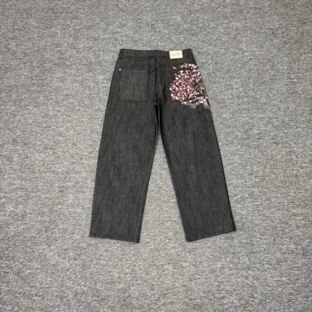 010刺绣樱花牛仔裤(黑)
