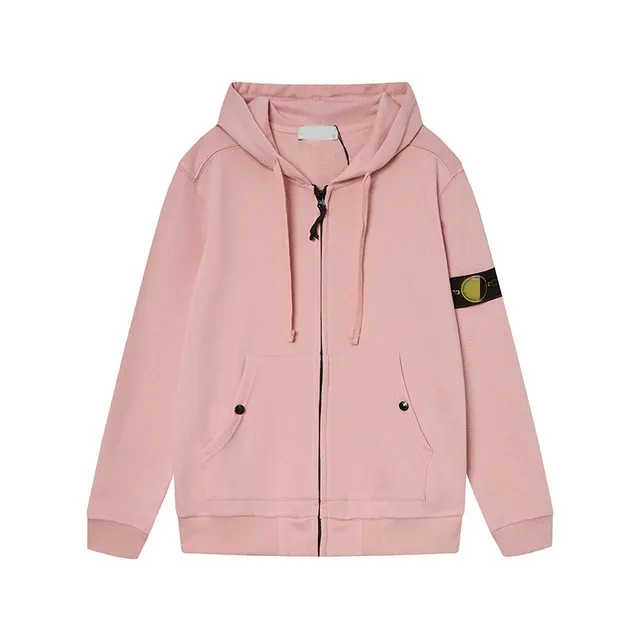 Stone Island Zip-Up Hoodie Pink with Compass Patch