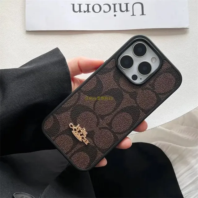Coach Phone Case Signature Canvas with Turnlock Charm
