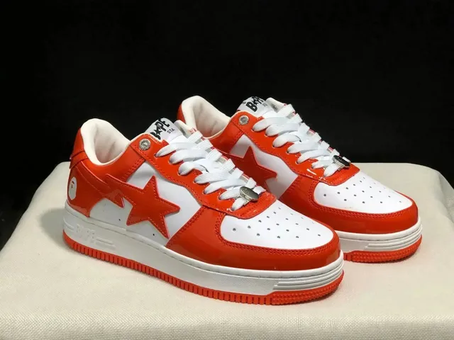 BAPE Shark Air Force 1 Orange Patent Star