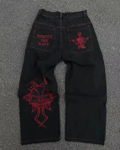 Hellstar Embroidered Jeans Heaven Can Wait Skeleton
