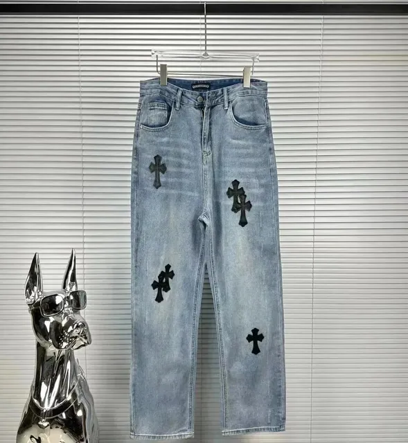 Chrome Hearts Jeans Cross Embroidered
