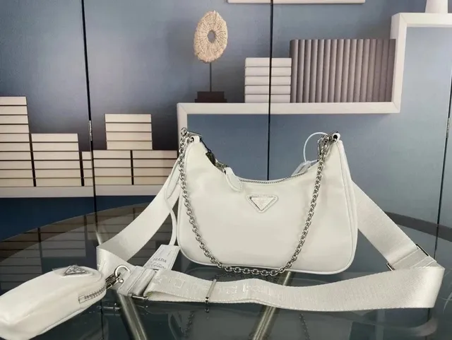 Prada Re-Nylon Mini Shoulder Bag White