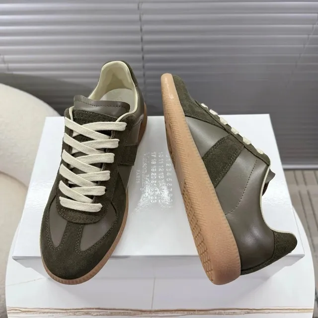 Maison Margiela Tabi Sneaker Olive Suede and Leather